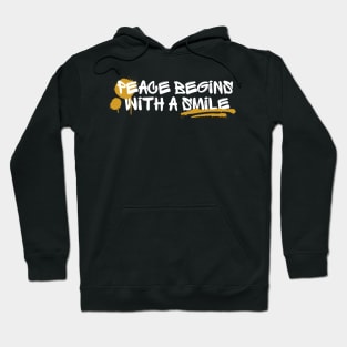 Black Typography Peace Begins With A Smile Hoodie